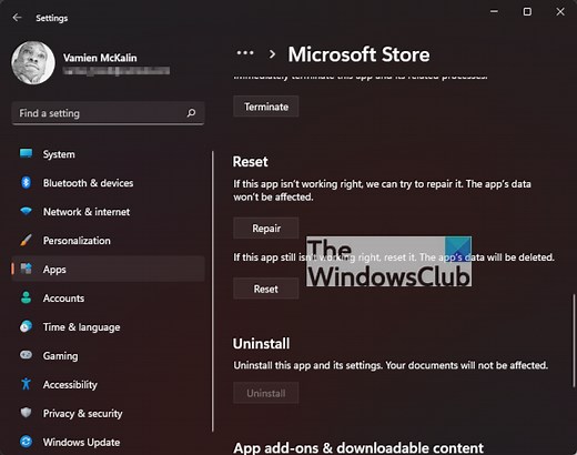 Repair, Reset or Clear Microsoft Store Cache in Windows 11