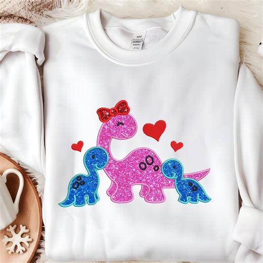 Dinosaur Family Embroidery Design, Cute Dino Applique Pattern, Machine Embroidery File - Etsy