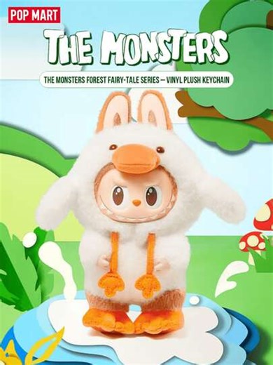 Labubu THE MONSTERS Forest Fairy Tale Series Hanging Card Plush Doll, Labubu Wearing White Outfit, Orange Duck-Billed Hat And Foot Covers, Brown Rabbit Ear Headband, With Big Round Eyes And Sharp Teeth, Branded Hanging Loop, Exquisite Craftsmanship, Unique And Cute Design, A Collectible Item Of Forest Fairy Theme, Perfect For THE MONSTERS Fans, Collectors And Gift Givers. | SHEIN