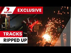 Train tracks ripped up and replaced on Sydney’s City Circle | 7NEWS