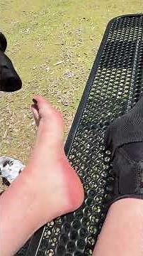 Showing off my sweaty feet at the neighborhood park