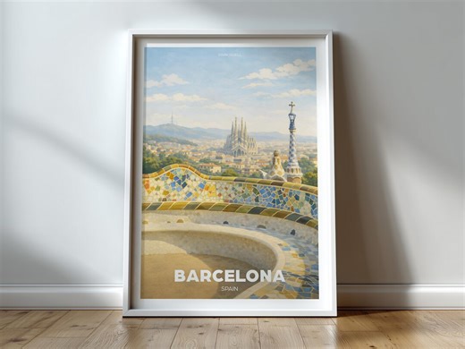 Park Guell Print, Barcelona Wall Art, Spain Travel Poster, Antoni Gaudi, Unframed Prints - Etsy