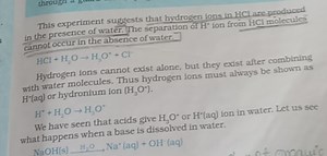 This experiment suggests that hydrogen ions in HCl are produced... | Filo