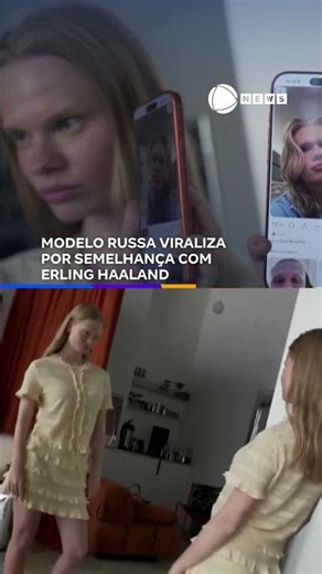 Russian model goes viral for looking like player Haaland. 📲 #RecordNews #News #Shorts