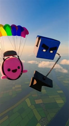 Mochi vs Brick: PARACHUTE FAIL 😱 #shorts