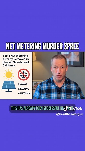 The utility playbook to kill rooftop solar is spreading state by state 🚩 Hawaii, Nevada, and California have already fallen - and your state could be next. Utilities are waging a coordinated campaign to eliminate one-to-one net metering, fundamentally changing residential solar economics. When net metering disappears, the financial benefits of rooftop solar diminish dramatically. What was once a no-brainer investment becomes much less attractive to homeowners. The strategy is effective because