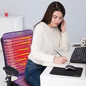 UTK Large Far Infrared Heating Pad for Sciatica, 5X Pain Relief Amethyst Chair Heating Pad for Full Back, Thigh, Buttock, Hotter to 159℉, FSA-HSA Eligible Weighted Mat, 16 Timers Auto-Off, 40'' x 18''