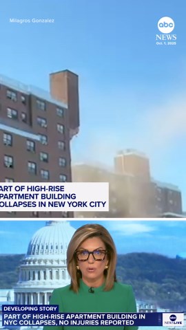 Part of high-rise apartment building collapses in New York City
