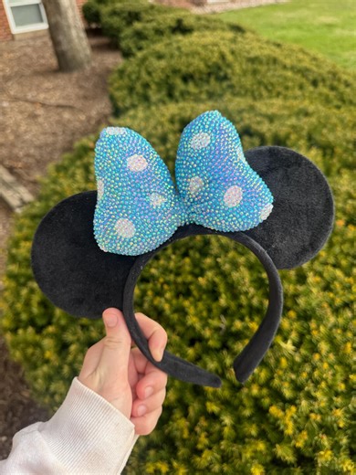Disney Rhinestoned Minnie Mouse Ears | Hand Glued Custom Headband - Etsy