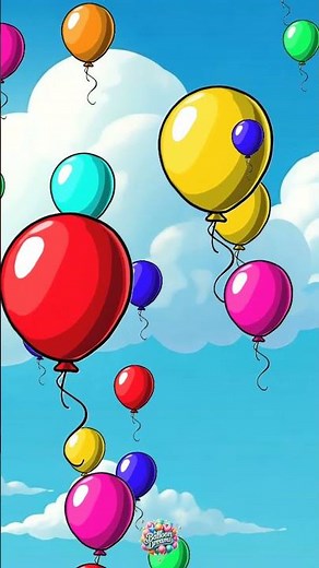 Balloon Background Video, Colorful Flying Balloons Flying in the Sky, Sensory Video