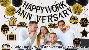 Amazon.com: Tintisfafa Happy Work Anniversary Decorations Black Gold, Happy Anniversary Banner for Employee, Work Anniversary Workiversary Decorations for Party, We Appreciate You Office Party Decorations : Home & Kitchen