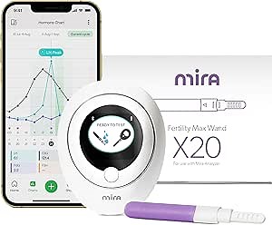 Mira Max Fertility Monitor & Ovulation Test Kit for Women, at-Home Hormone Tracker for LH, PdG & E3G, Digital Hormone Analyzer with 20 Test Wands, 7× More Accurate Than Other Fertility Trackers