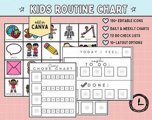 Printable Visual Schedule Bundle for Kids I Editable Daily Routine Chart for Toddlers & Preschool - Etsy UK