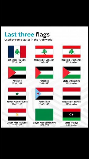Last Three Flags of Arab Countries 🇱🇧🇵🇸🇾🇪🇱🇾 | History Explained