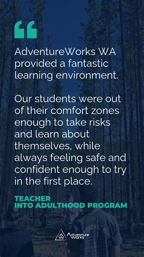 When young people feel supported, they take risks. When they feel safe, they try. And that’s where the learning actually happens. Grateful to hear schools recognise the care we put into every experience at AdventureWorks WA. 🌿 #AdventureWorks #AdventuresWorksWA #OutdoorAdventure #YouthCamps #AdventureForYouth #OutdoorEducation #CampLife #YouthAdventureCamps #NatureExploration #WildernessSkills #CampFun #AdventureAwaits #YouthPrograms | AdventureWorks WA