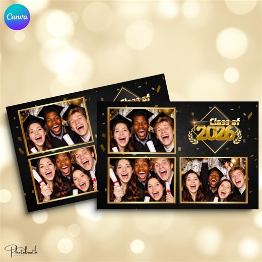 Graduation Photobooth Template, 4x6 Lumabooth Overlay, Editable Canva Grad Template - Etsy