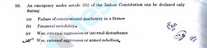 An emergency under article 352 of the Indian Constitution can b... | Filo