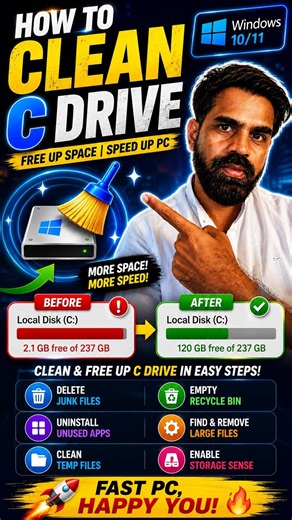 How to Clean C Drive Safely & Make Your PC Faster 🚀