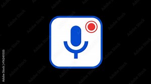 Microphone Recording Red dot Animation with transparent background