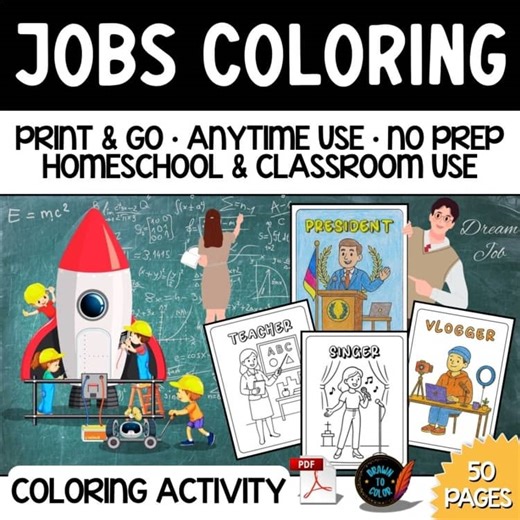 Jobs Coloring Pages | Printable Careers Activities | No Prep