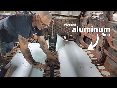 Making a floor out of aluminum + rivets for Jolene's race car 🏁