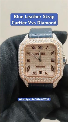 “Cartier Iced Out Moissanite Watch 🔥 Blue Leather Strap | Best Luxury Alternative 2026” Usa UK