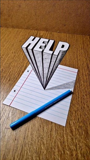 How To Draw 3D "HELP" Real Illusion 😲🔥 #shorts #3dart #drawing #easydrawing #help