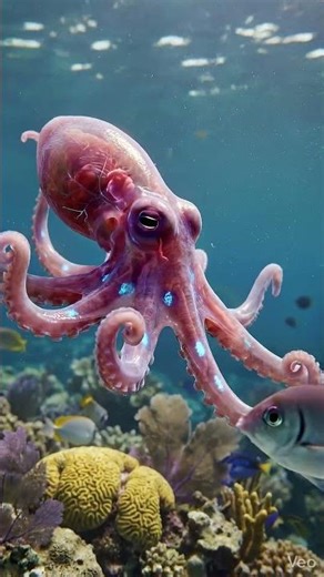 Alien Octopus Hunts in Stunning Bioluminescent Reef 🌊🦑 #asmr #satisfying #octopus #alien