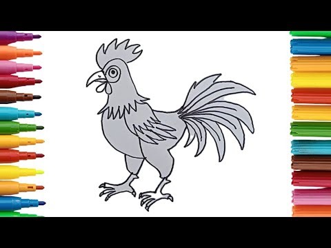 How to draw a ROOSTER. EASY DRAWING, Step by step. (Menggambar Ayam Jago)