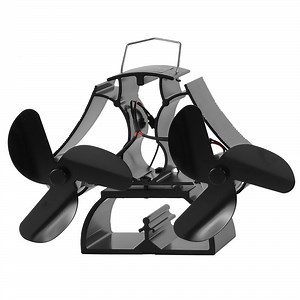 [Hot Item] Double 3 Blade Headed Wood Stove Fan Heat Powered Eco Log Burner Fireplace Fan