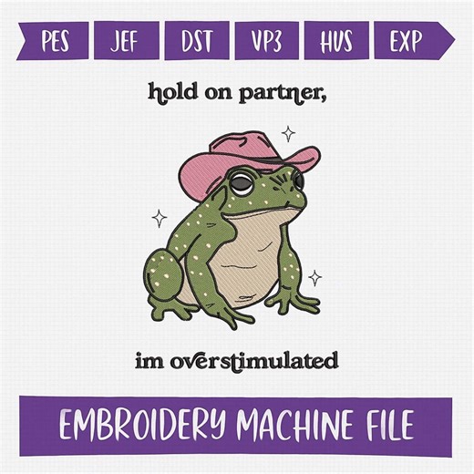 Frog Cowboy Embroidery Design, Hold on Partner Meme Machine File, Digital Download - Etsy