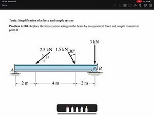 Statics: Problem 4-100: Simplification of a force and couple moment system example