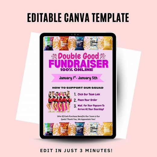 Double Good Popcorn Fundraiser Flyer Template – Editable Canva Design, Digital Printable Fundraising Flyer - Etsy