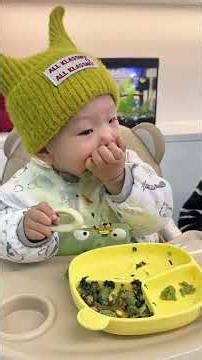 14-Month-Old Baby Immersive Mealtime #Cute Baby Foodie #Self-Feeding Training