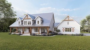Get to know Plan 6849-00091 with our virtual tour! 💗 A 1-story Modern Farmhouse home with 2,959 sq. ft., 3 bedrooms, 2.5 bathrooms, a vaulted family room, an open floor plan, a study, and a 3-car garage. See all the details of this Modern Farmhouse plan on our website: https://bit.ly/3WCJM2a | America's Best House Plans