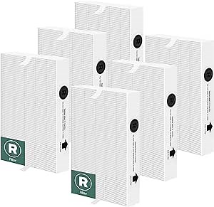 HPA300 HEPA Air Purifier Filter R Replacement for Honeywell Air Purifier HPA 100/200/300 and 5000 Series, 6 Pack True HEPA Filter Compatible with Honeywell R Filter (HRF-R3 & HRF-R2 & HRF-R1)