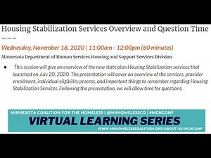 Housing Stabilization Services Overview and Question Time