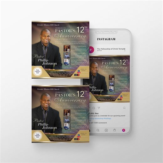 Pastor Appreciation Flyer | Church Anniversary Invite (canva Template) - Etsy