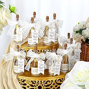 20 Pcs Mini Champagne Bottle Bubble Bulk for Wedding Favors Champagne Bottle Shaped Bubbles Set with Ribbons and Cards Champagne Bottles for Shower Guests Bridal Gifts