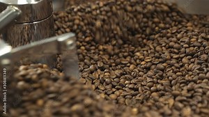 Process of grinding coffee beans in machine. 4K