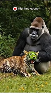 Jungle Encounter: Gorilla vs. Leopard | AI Action Simulation #funny #animals