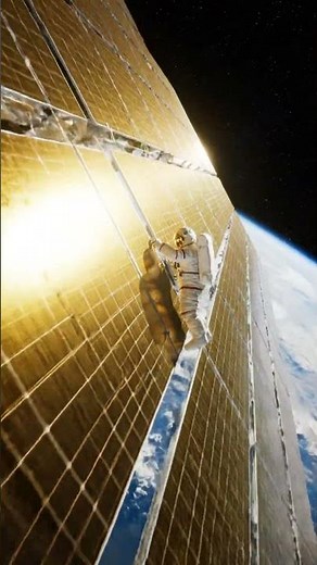 Solar Array Repair in Space | 4K Ultra-Realistic Astronaut Scene | IMAX Cinematic Shot #nasashorts
