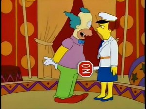 Anyway, as part of Krusty's plea bargain, he has a new court-ordered sidekick, Ms No-Means-No! | Fat Tony