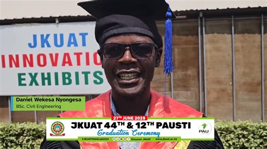 7.2K views · 266 reactions | Daniel Wekesa will graduate with a BSc. in Civil Engineering. Daniel has been part of the team that has developed the new building codes in Kenya. Congratulations Daniel! You have carried the JKUAT Flag high, and we cannot wait to celebrate you on Friday. #JKUATPAUGrad2025 | Discover JKUAT | Facebook