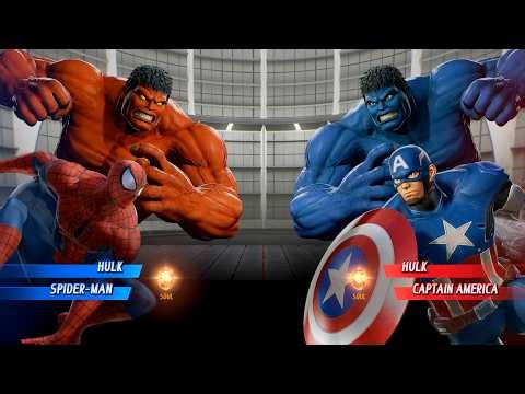 Blue Hulk & Captain America VS Red Hulk & Red Spiderman - Marvel vs Capcom Infinite