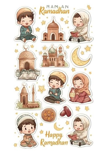 🌙 Sticker Ramadhan Anak – Cute & Happy #anak#bulanramadhan#stickers #bulanpuasa