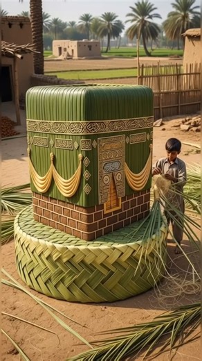 Incredible! Watch a Young Artisan Recreate the Kaaba Using Only Palm Fronds 🕋✨