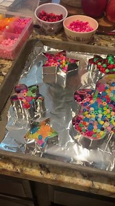 Last night we made ornaments with pony beads and hot glue. It was so fun but it smelled like a plastics factory. Memories are forever….make them!! | Polka Dot Wreath Co.