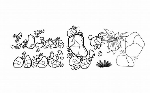 Rocas y Piedras, Bloque de AutoCAD - Planos CAD Gratis