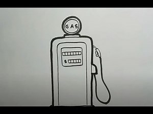 How to Draw Gas Station Step by Step